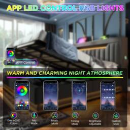 Matteo Grey Linen Super King Upholstered Storage Bed with LED & USB Charging - thumbnail 6