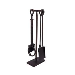 Charles Bentley Maple Fireside Companion Set Iron Black Traditional Black Tool Stand Tongs Poker - thumbnail 4