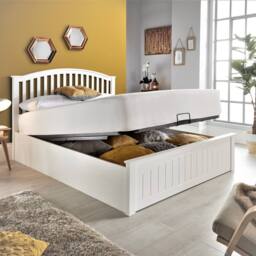Bedmaster Grayson Wooden Ottoman Storage Bed 2000 Pocket Memory Foam Mattress in White - Size: Double - thumbnail 1