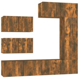 Berkfield Home 6 Piece TV Cabinet Set Smoked Oak Engineered Wood in Brown - thumbnail 2