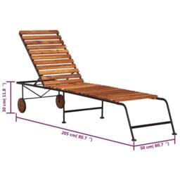 Berkfield Home Sun Lounger with Steel Legs Solid Acacia Wood in Brown - thumbnail 6
