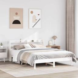 Berkfield Home Decorative Bed Frame without Mattress White 150x200 cm King Size - thumbnail 2