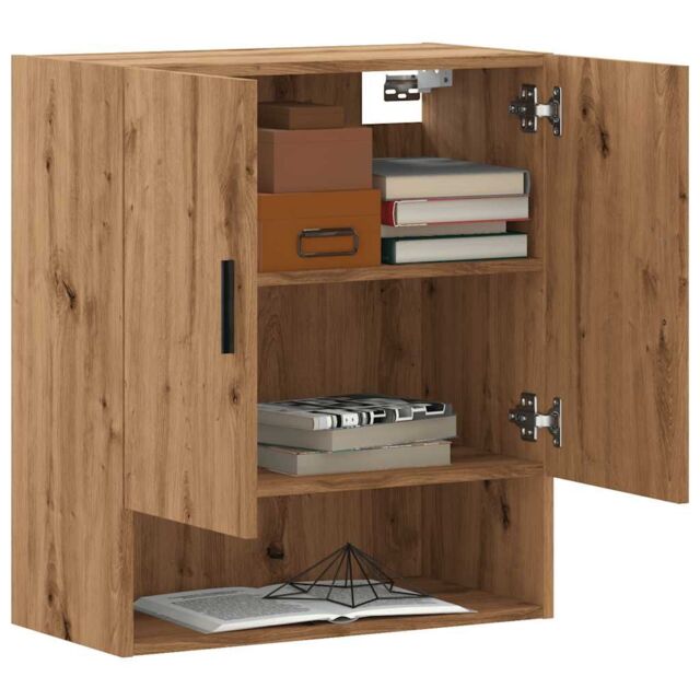 Berkfield Home Wall Cabinet Artisan Oak 60x31x70 cm Engineered Wood in Brown - Size: 60 x 31 x 70 cm - image 1