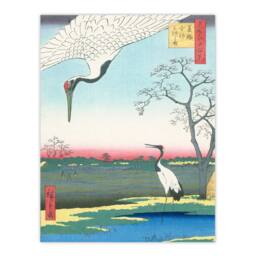 Artery8 Hiroshige Framed Wall Art Print Minowa Kanasugi Mikawashima Cranes in Green - Size: A4 - thumbnail 3