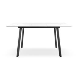 More4Homes Haydon Extending Dining Table & Chairs- White Marble Effect Table Top w Black Legs + Nova Velvet Dining Chair Set Of 6 in Beige - thumbnail 4