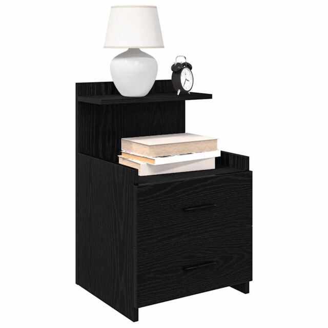 Berkfield Home Bedside Cabinet with 2 Drawers Black 40x36.5x62 cm - image 1