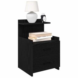 Berkfield Home Bedside Cabinet with 2 Drawers Black 40x36.5x62 cm - thumbnail 1