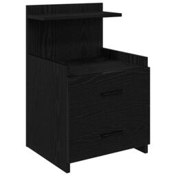 Berkfield Home Bedside Cabinet with 2 Drawers Black 40x36.5x62 cm - thumbnail 2