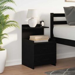 Berkfield Home Bedside Cabinet with 2 Drawers Black 40x36.5x62 cm - thumbnail 3