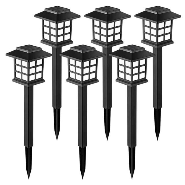 Kelvenix 6pcs Solar LED Garden Lights, Outdoor Pathway Stake Lighting, White in Black - image 1