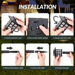 Kelvenix 6pcs Solar LED Garden Lights, Outdoor Pathway Stake Lighting, White in Black - thumbnail 4