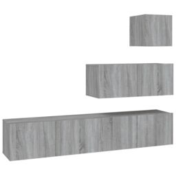 Berkfield Home 4 Piece TV Cabinet Set Grey Sonoma Engineered Wood - thumbnail 2