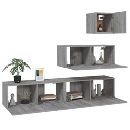 Berkfield Home 4 Piece TV Cabinet Set Grey Sonoma Engineered Wood - thumbnail 4