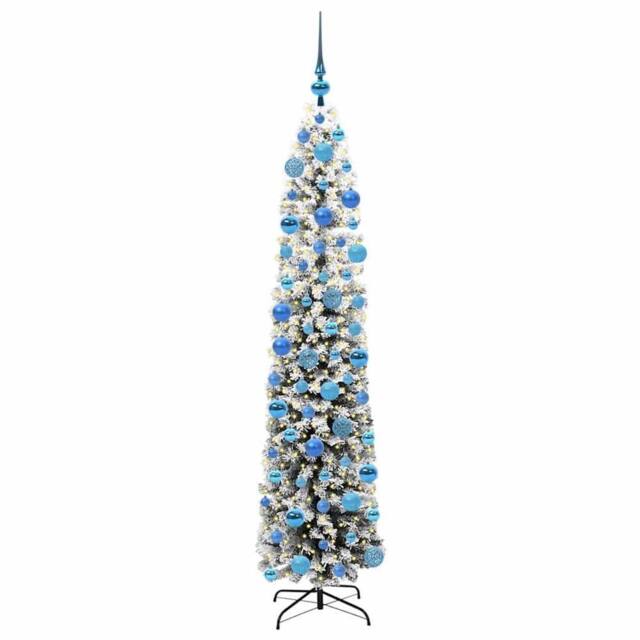 Berkfield Home Stunning Artificial Christmas Tree with 300 LEDs with Stand Green in White - image 1