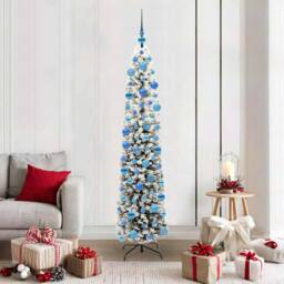 Berkfield Home Stunning Artificial Christmas Tree with 300 LEDs with Stand Green in White - thumbnail 2