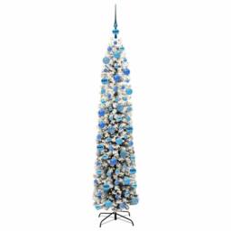 Berkfield Home Stunning Artificial Christmas Tree with 300 LEDs with Stand Green in White - thumbnail 1