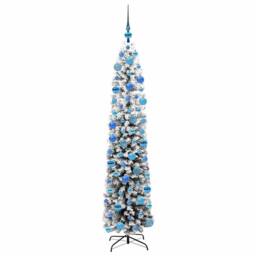 Berkfield Home Stunning Artificial Christmas Tree with 300 LEDs with Stand Green in White - thumbnail 4