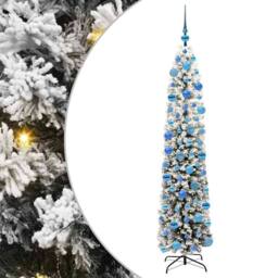 Berkfield Home Stunning Artificial Christmas Tree with 300 LEDs with Stand Green in White - thumbnail 3
