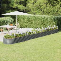 Berkfield Home Garden Raised Bed Powder-coated Steel 620x80x36 cm Grey - Size: 620 x 80 x 36 cm - thumbnail 2
