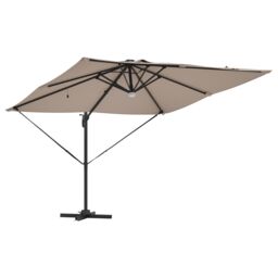 Berkfield Home Cantilever Roma Parasol with LEDs Taupe 286x285x270 cm Aluminium - Size: 286 x 285 x 270 cm - thumbnail 4