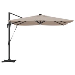 Berkfield Home Cantilever Roma Parasol with LEDs Taupe 286x285x270 cm Aluminium - Size: 286 x 285 x 270 cm - thumbnail 6