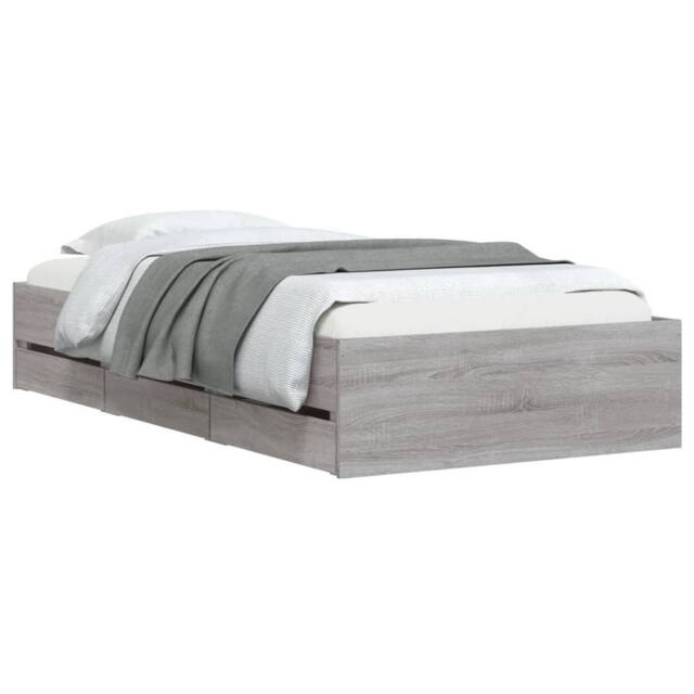 Berkfield Home Modern Bed Frame with Drawers without Mattress Grey Sonoma 90x190 - Size: Single - image 1