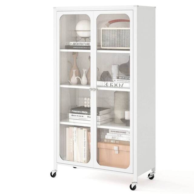 KORVIXA Modern Closet Cabinet Rolling Kitchen Pantry Cabinet in White - Size: 100 cm x 100 cm - image 1