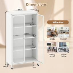 KORVIXA Modern Closet Cabinet Rolling Kitchen Pantry Cabinet in White - Size: 100 cm x 100 cm - thumbnail 2