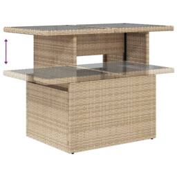 Berkfield Home Garden Table with Glass Top Beige 100x55x73 cm Poly Rattan - Size: 100 x 55 x 73 cm - thumbnail 8