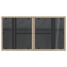 Berkfield Home Garden Table with Glass Top Beige 100x55x73 cm Poly Rattan - Size: 100 x 55 x 73 cm - thumbnail 9
