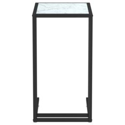 Berkfield Home Computer Side Table White Marble 50x35x65 cm Tempered Glass - Size: 50 x 35 x 65 cm - thumbnail 3