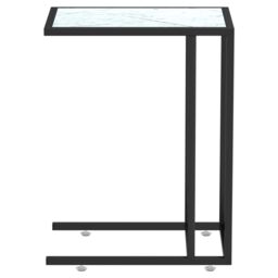 Berkfield Home Computer Side Table White Marble 50x35x65 cm Tempered Glass - Size: 50 x 35 x 65 cm - thumbnail 4