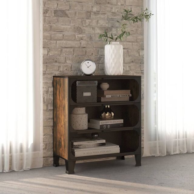 Berkfield Home Storage Cabinet Rustic Brown 72x36x82 cm Metal & MDF - Size: 72 x 36 x 82 cm - image 1