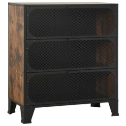Berkfield Home Storage Cabinet Rustic Brown 72x36x82 cm Metal & MDF - Size: 72 x 36 x 82 cm - thumbnail 2