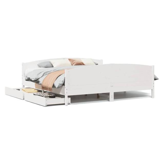 Berkfield Home Bed Frame without Mattress White 180x200 cm Super King Solid Wood Pine - image 1