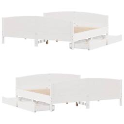 Berkfield Home Bed Frame without Mattress White 180x200 cm Super King Solid Wood Pine - thumbnail 9