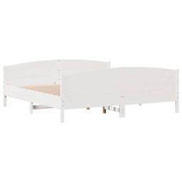 Berkfield Home Bed Frame without Mattress White 180x200 cm Super King Solid Wood Pine - thumbnail 5