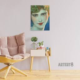 "Artery8 Face of Blonde Woman with Earrings W T Benda Canvas Wall Art Print - Size: W18"" x H24""" - thumbnail 3