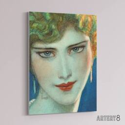 "Artery8 Face of Blonde Woman with Earrings W T Benda Canvas Wall Art Print - Size: W18"" x H24""" - thumbnail 2