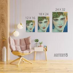 "Artery8 Face of Blonde Woman with Earrings W T Benda Canvas Wall Art Print - Size: W18"" x H24""" - thumbnail 4