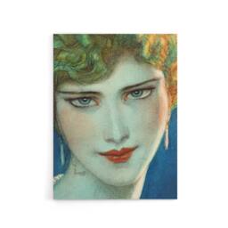"Artery8 Face of Blonde Woman with Earrings W T Benda Canvas Wall Art Print - Size: W18"" x H24""" - thumbnail 1
