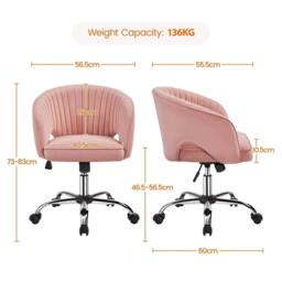 EONLION Pink Adjustable Swivel Office Chair - Size: 100 cm - thumbnail 2