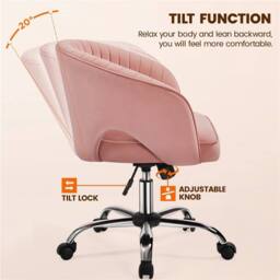 EONLION Pink Adjustable Swivel Office Chair - Size: 100 cm - thumbnail 5