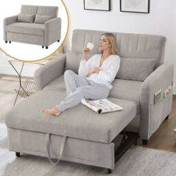 BTM 2 Seater Sofa Bed Pull Out Adjustable Backrest Convertible Sofa in Light Grey - thumbnail 6