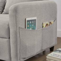 BTM 2 Seater Sofa Bed Pull Out Adjustable Backrest Convertible Sofa in Light Grey - thumbnail 9