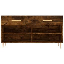 Berkfield Home Shoe Bench Smoked Oak 102x35x55 cm Engineered Wood in Brown - Size: 102 x 35 x 55 cm - thumbnail 6
