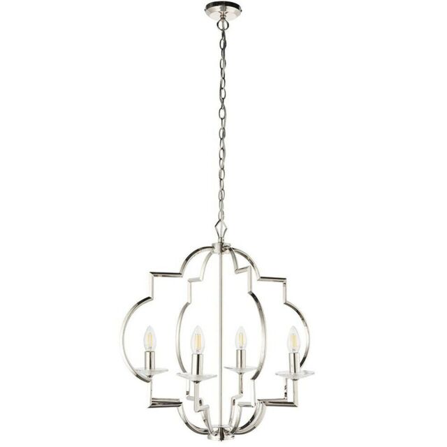 Loops Hanging Ceiling Pendant Light Polished Nickel & Crystal 4 Bulb Classic Feature in Metallics - image 1