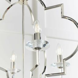 Loops Hanging Ceiling Pendant Light Polished Nickel & Crystal 4 Bulb Classic Feature in Metallics - thumbnail 4