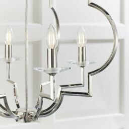 Loops Hanging Ceiling Pendant Light Polished Nickel & Crystal 4 Bulb Classic Feature in Metallics - thumbnail 5