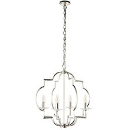 Loops Hanging Ceiling Pendant Light Polished Nickel & Crystal 4 Bulb Classic Feature in Metallics - thumbnail 1